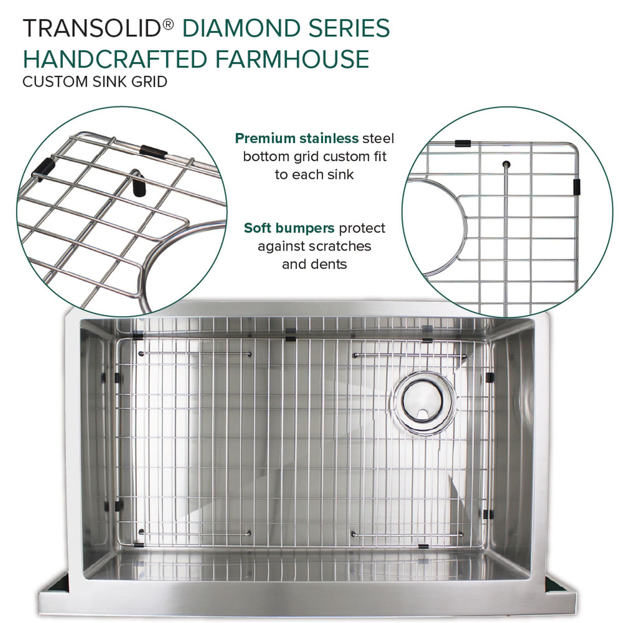 Diamond Sink Kit with Farmhoue Style Super Single Bowl, Magnetic Accessories Kit, and Drain Kit