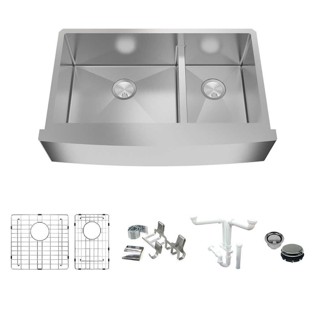 Diamond Sink Kit with Farmhouse Style Super Single Bowl, Magnetic Accessories Kit, and Drain Kit