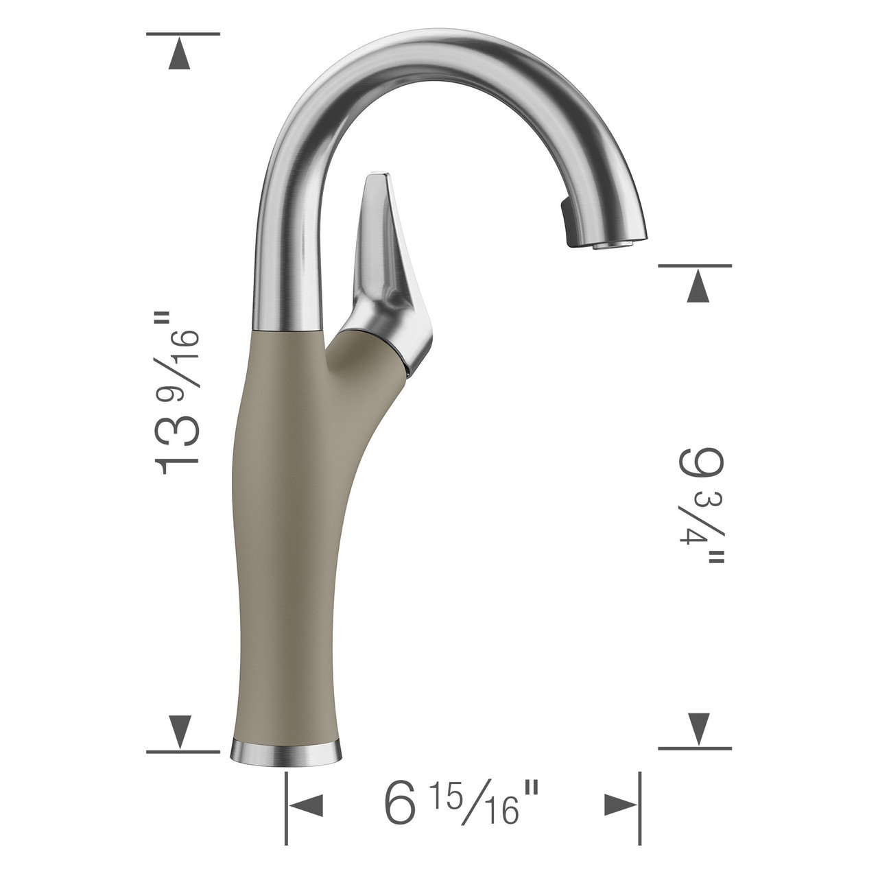 Blanco 526385 Artona Single-Lever Pull-Down Bar Faucet with 1.5 GPM in Truffle/Stainless