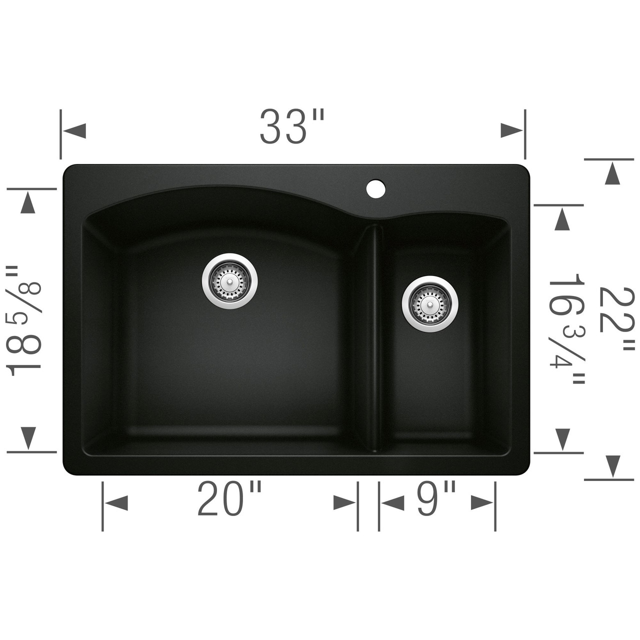 Blanco 442907 Diamond 1-1/2 Bowl Dual Mount in Coal Black