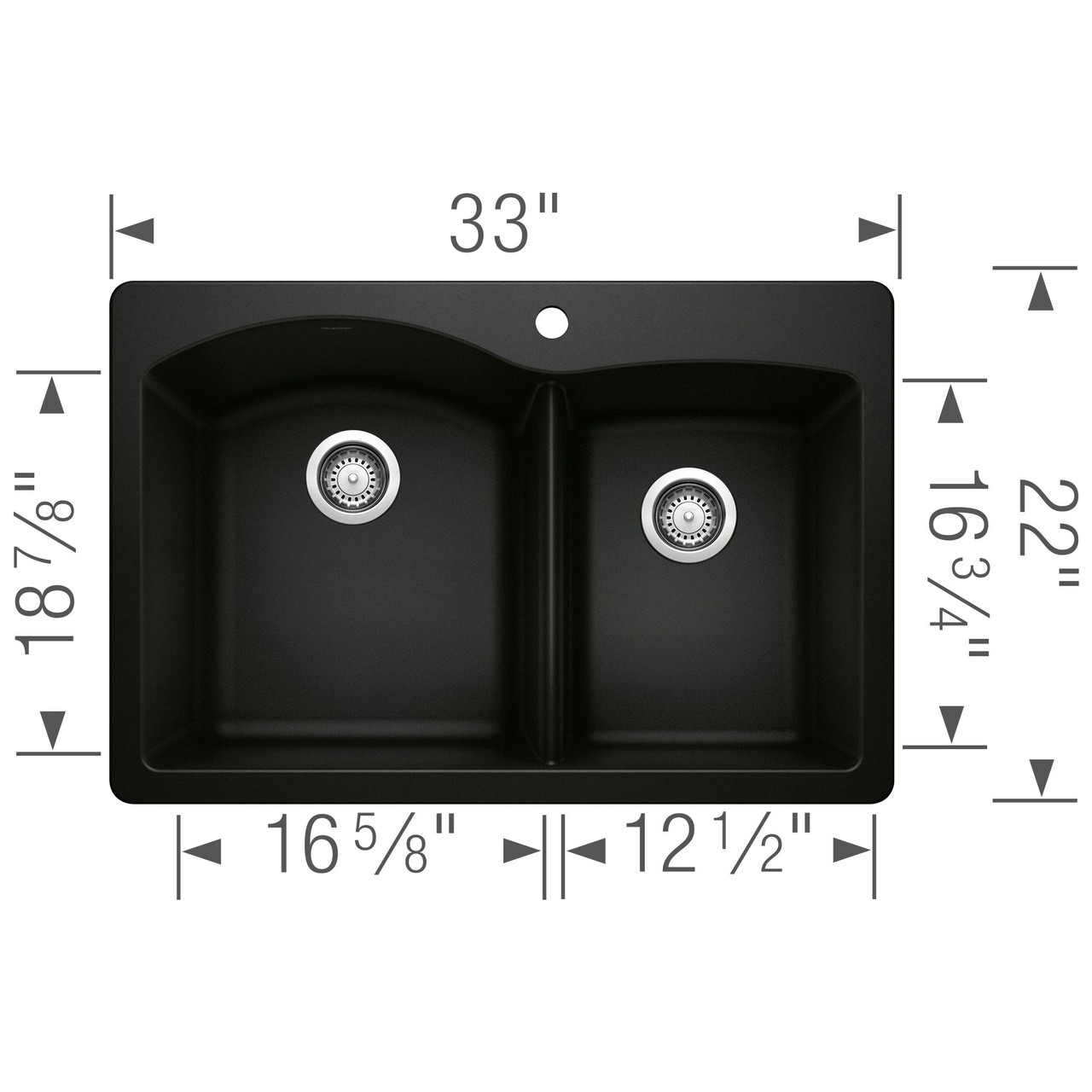 Blanco 442908 Diamond 1-3/4 Bowl Dual Mount in Coal Black