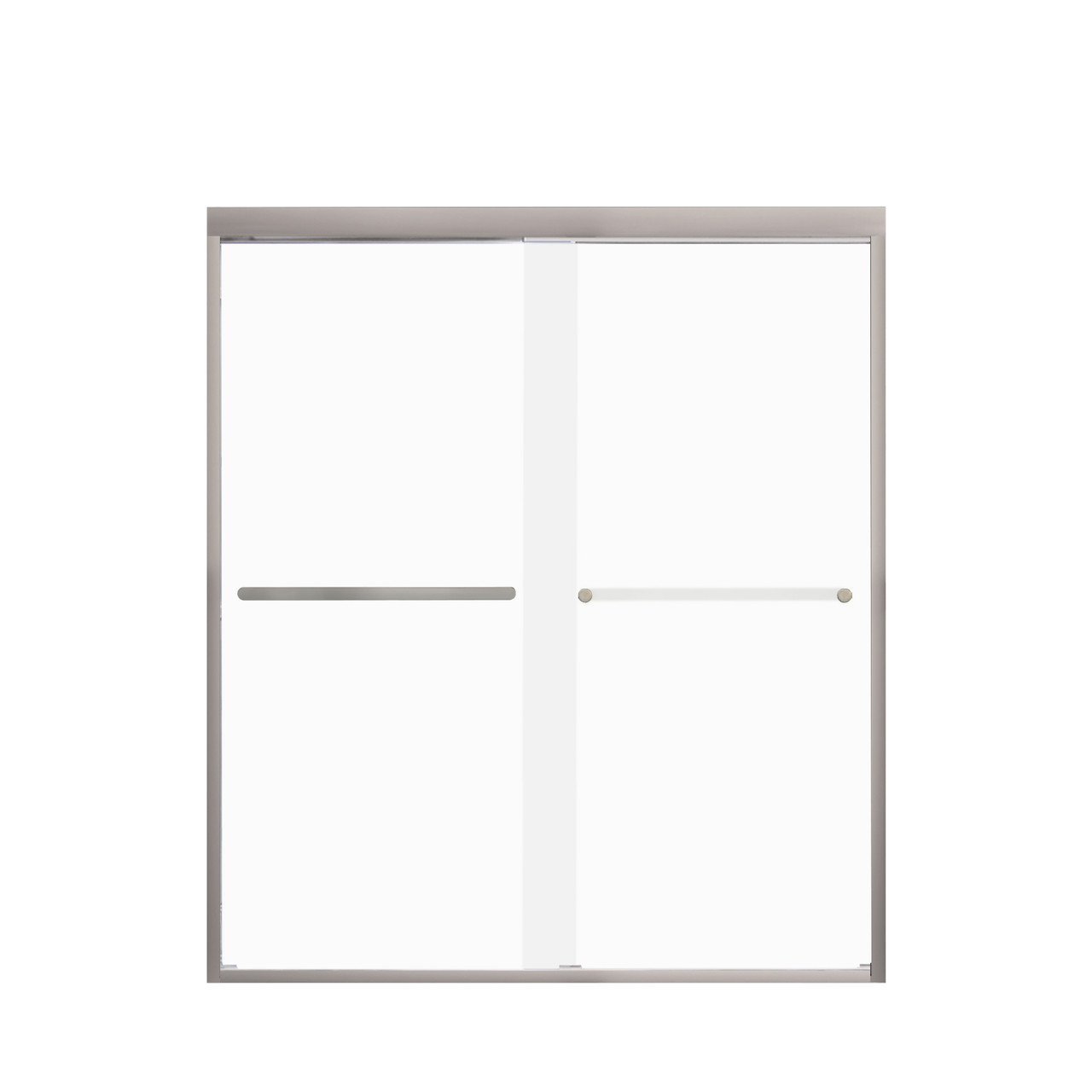Transolid FBPT607008F-R-BN Frederick 57.75-59 in. W x 70 in. H Semi-Frameless Bypass Shower Door in Brushed Stainless with Frosted Glass