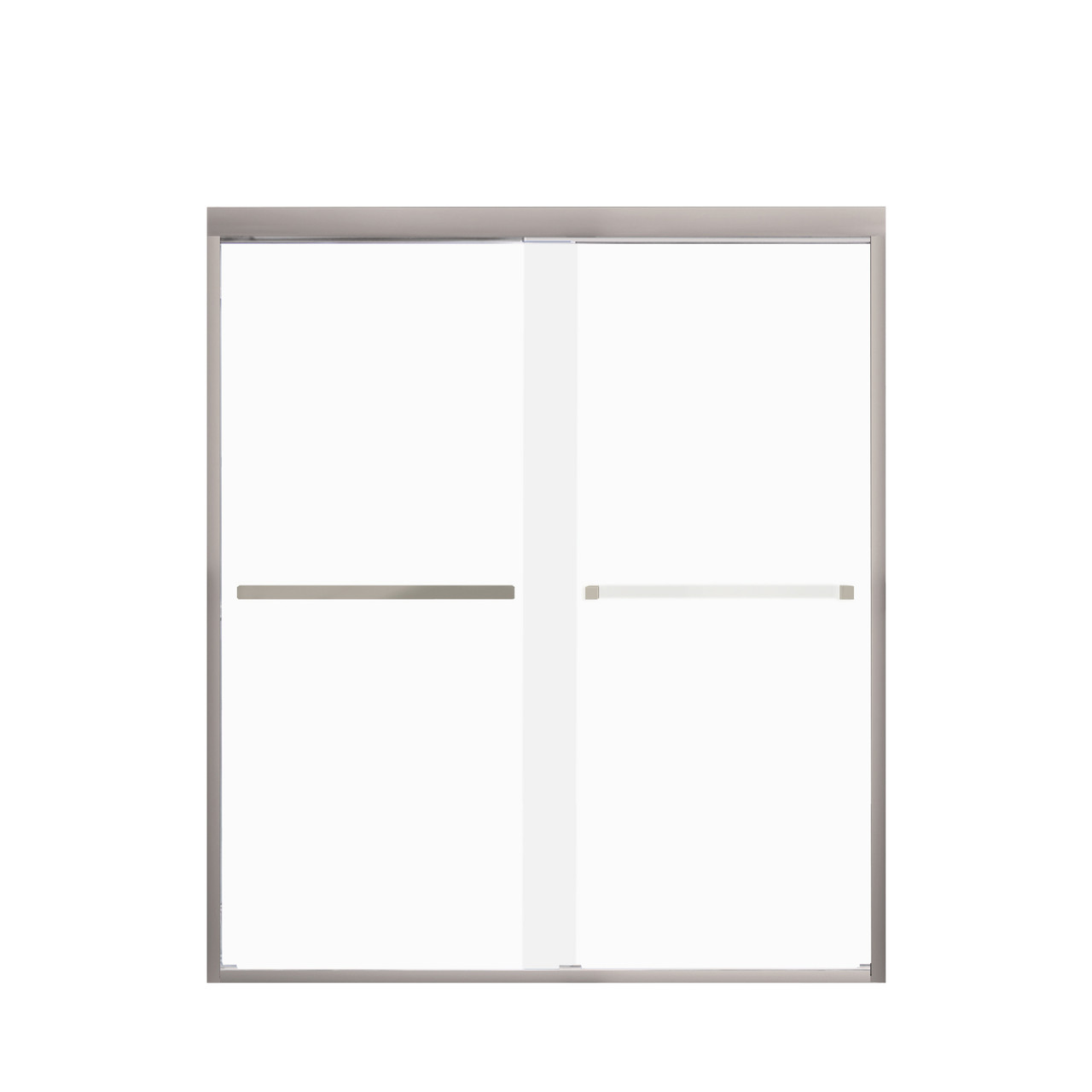 Transolid FBPT607008F-S-BN Frederick 57.75-59 in. W x 70 in. H Semi-Frameless Bypass Shower Door in Brushed Stainless with Frosted Glass