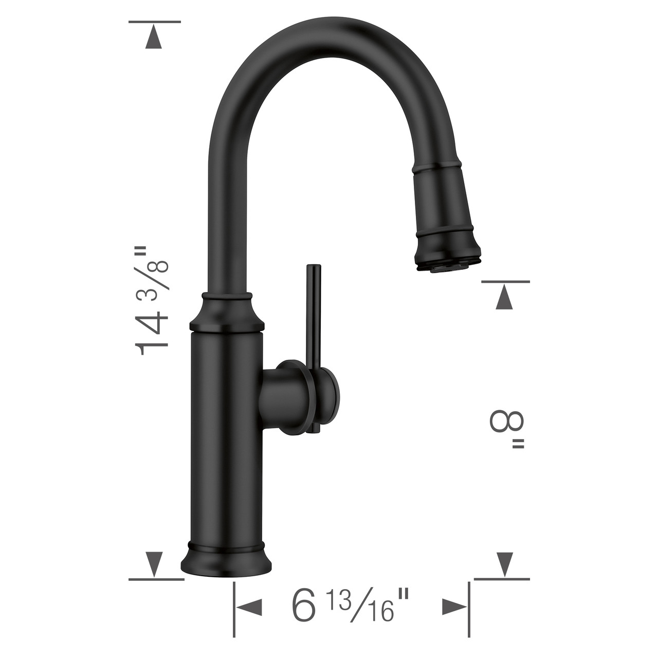 Blanco 443025 Empressa Pull-Down Bar Faucet 1.5 GPM in Matte Black