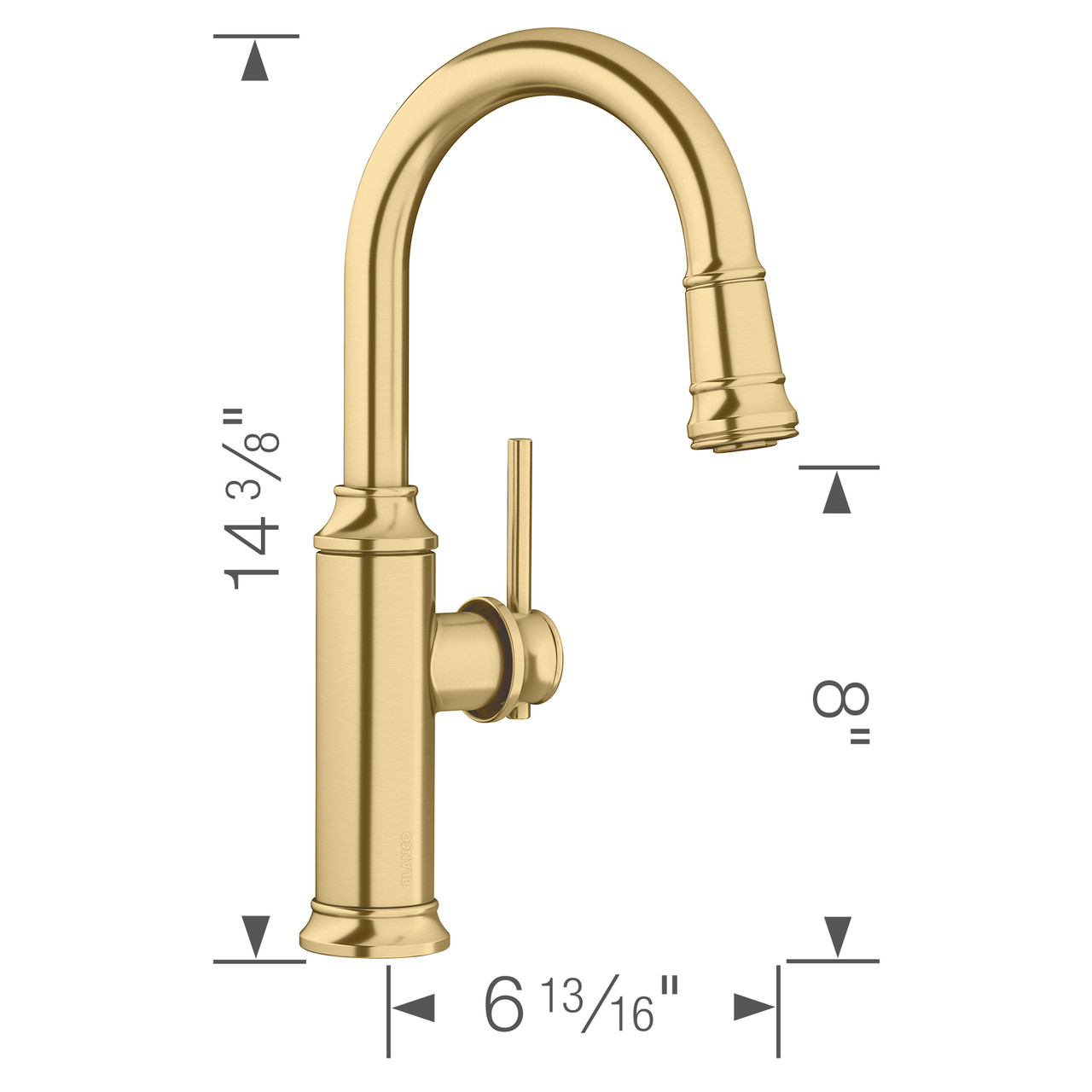 Blanco 442983 Empressa Pull-Down Bar Faucet 1.5 GPM in Satin Gold