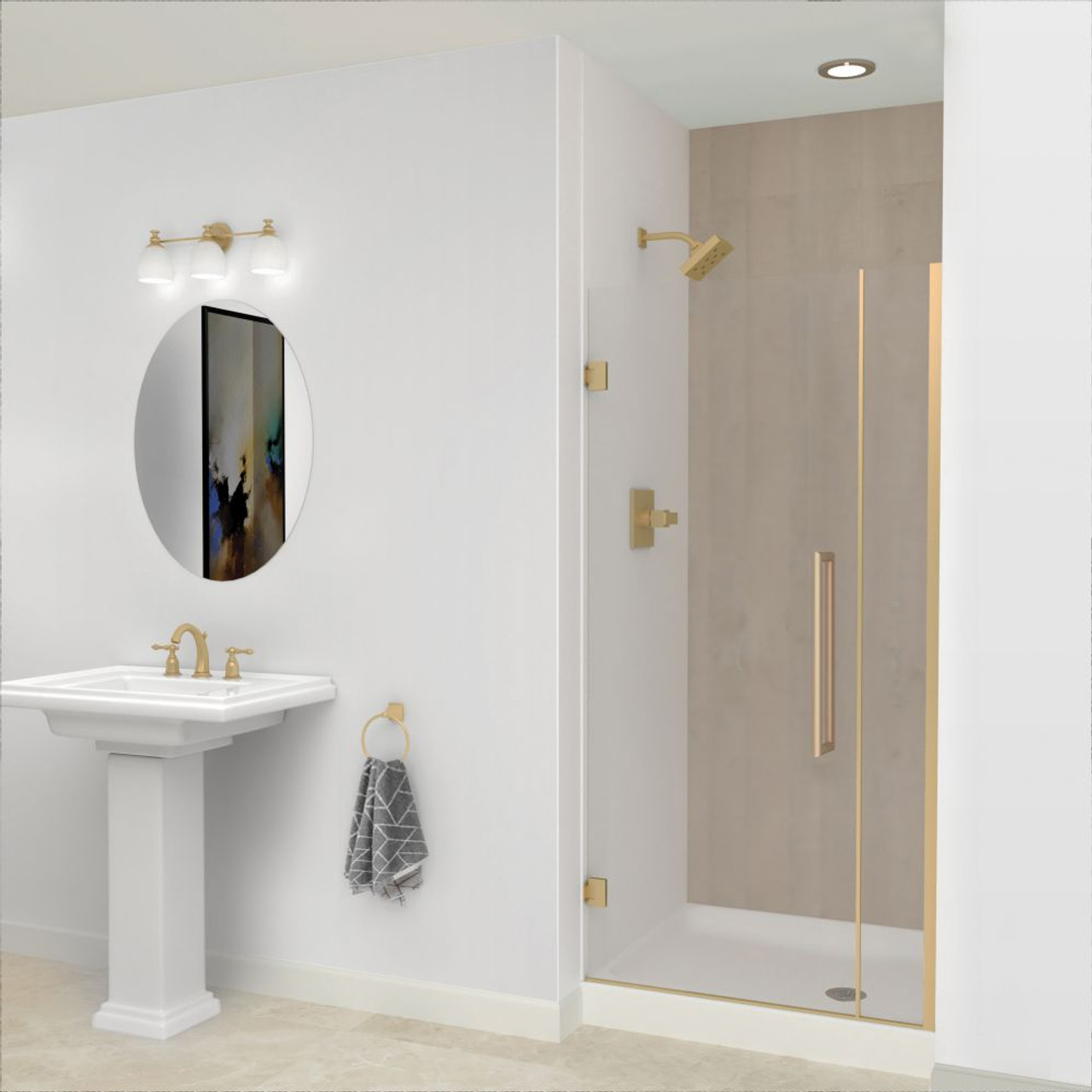 Transolid EHTB345287610C-T-CB Elizabeth 34.5-in W x 76-in H Hinged Shower Door in Champagne Bronze with Clear Glass