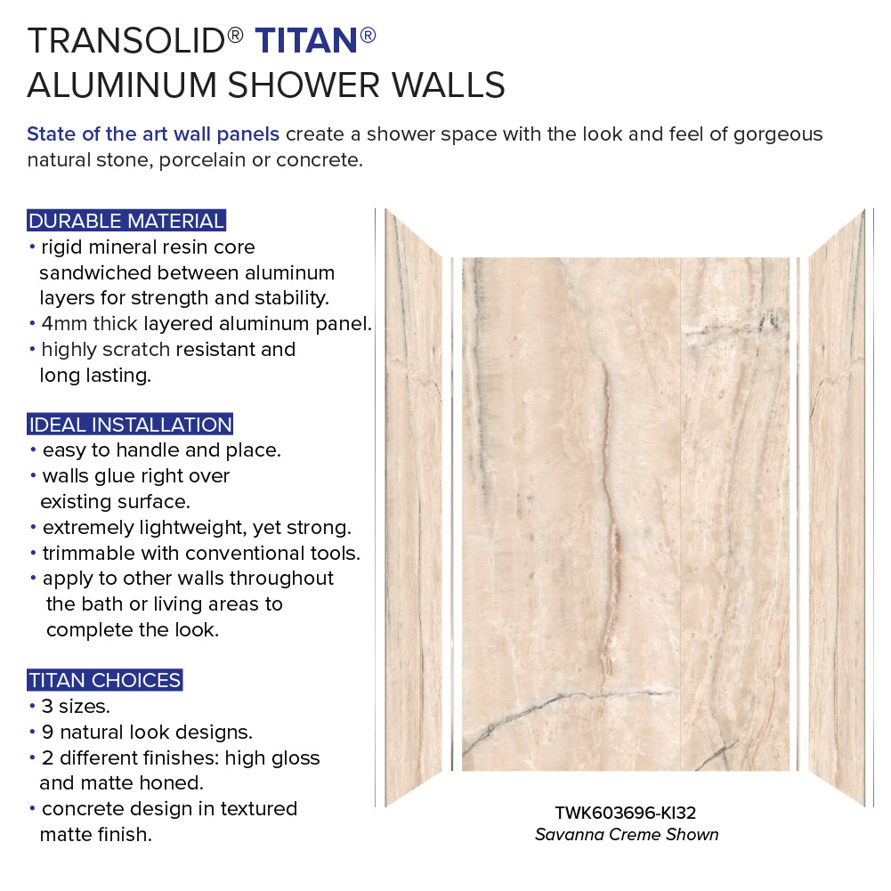 Transolid TWK603696-KI32H Titan Shower Wall Trimmable Kit