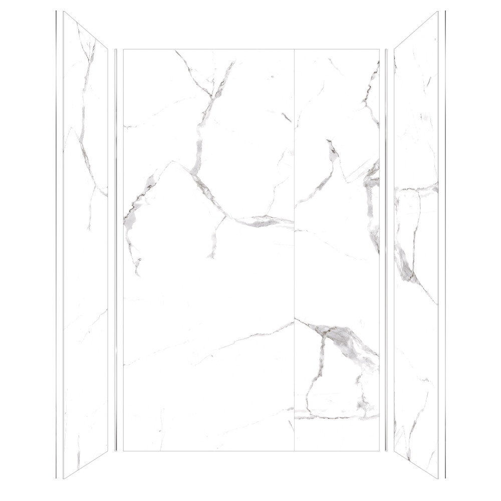 TWK603696-KI58G Titan 64-in x 39-in x 96-in Shower Wall Trimmable Kit, White Caruso (Honed)