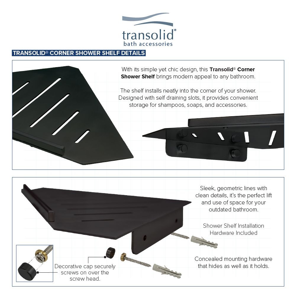 K-J30-SSC-MB Transolid K-J30-SSC-MB Jocelyn Grab Bar Shelf and Corner Shower Shelf Kit; Matte Black