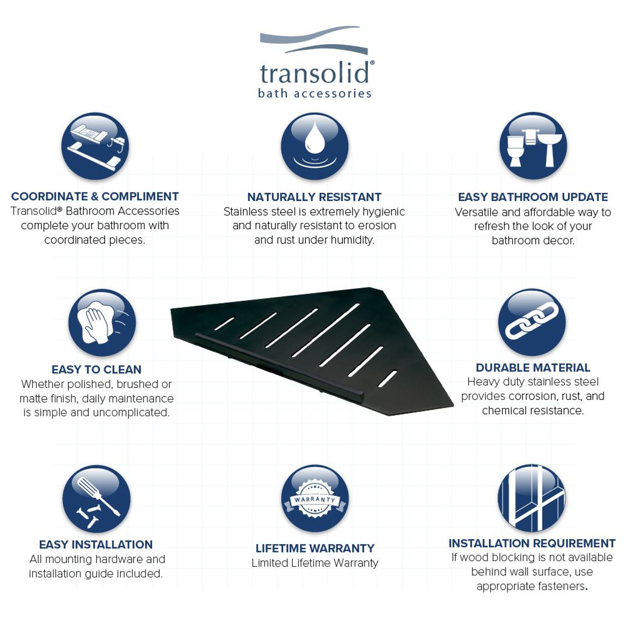Transolid K-SSC-MB Transolid K-SSC-MB Shower Shelf Kit; Matte Black