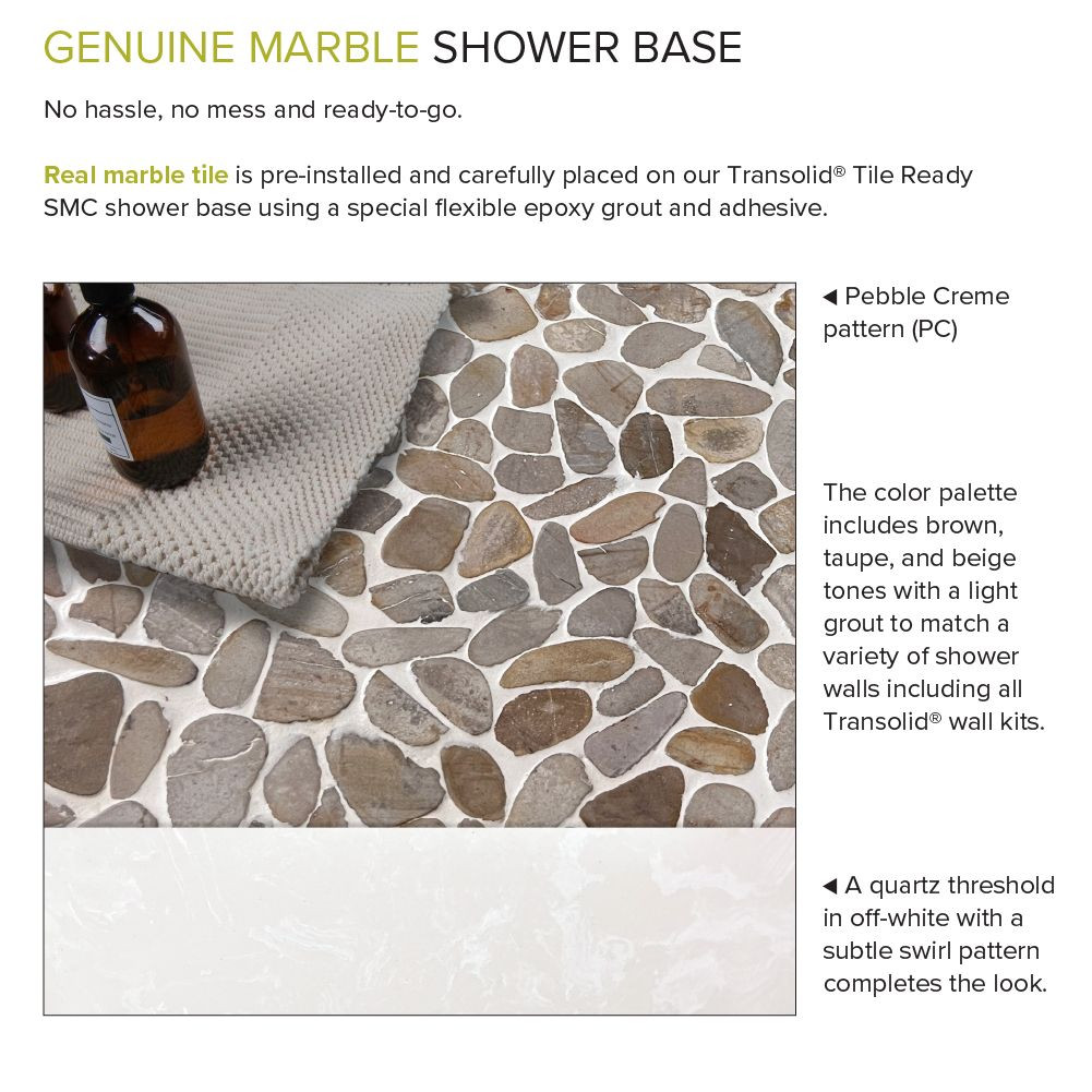 FPT6032C-PC 60-in x 32-in Pre-Tiled Shower Base with Center Drain in Pebble Creme