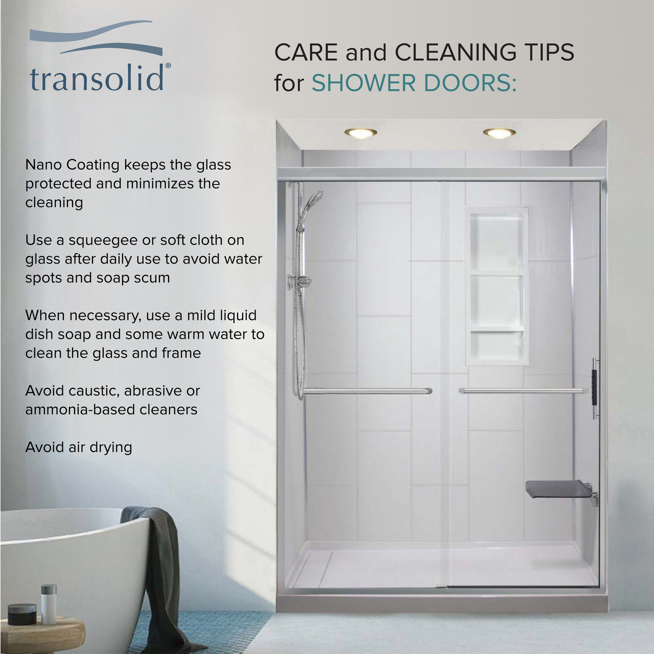 Transolid EHTB60307610C-BK-CB Elizabeth 60-in W x 76-in H Hinged Shower Door in Champagne Bronze with Clear Glass