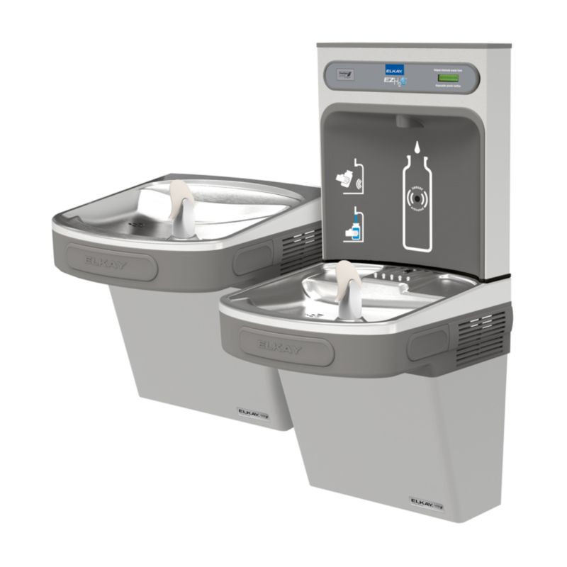 Elkay EZSTL8WSLK Bottle Filling Station with Versatile Bi-Level ADA Cooler in Light Gray Granite