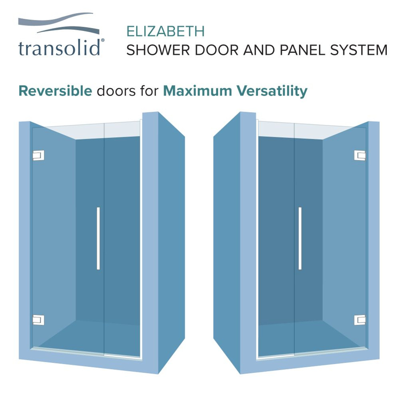 Transolid EHTF72247610C-T-PC Elizabeth 72-in W x 76-in H Hinged Shower Door in Polished Chrome with Clear Glass