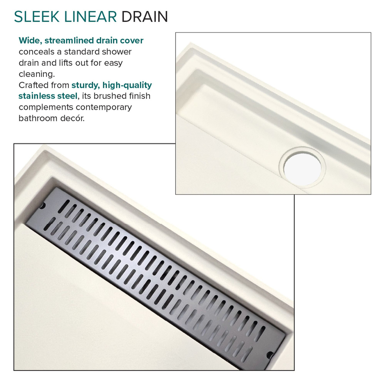 FSC6032R-02 60-in x 32-in Cast Solid Surface Shower Base With Right Hand Drain, Cameo