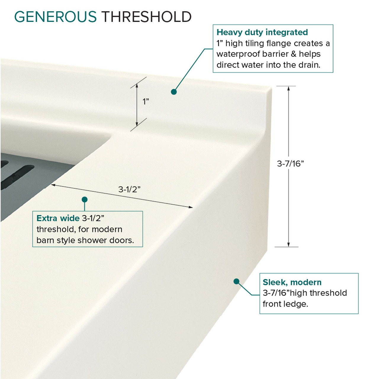 FSC6032R-02 60-in x 32-in Cast Solid Surface Shower Base With Right Hand Drain, Cameo