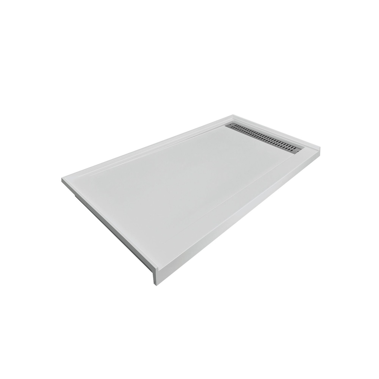 FSC6032R-87 60-in x 32-in Cast Solid Surface Shower Base With Right Hand Drain, Concrete