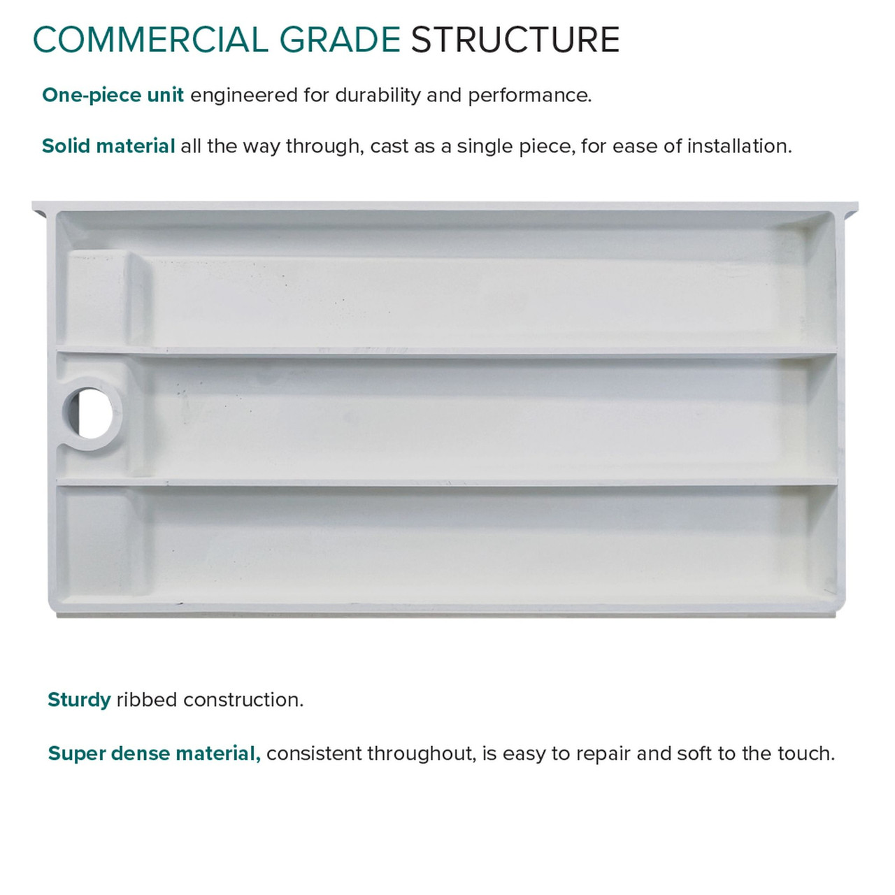 FSC6034L-87 60-in x 34-in Cast Solid Surface Shower Base With Left Hand Drain, Concrete