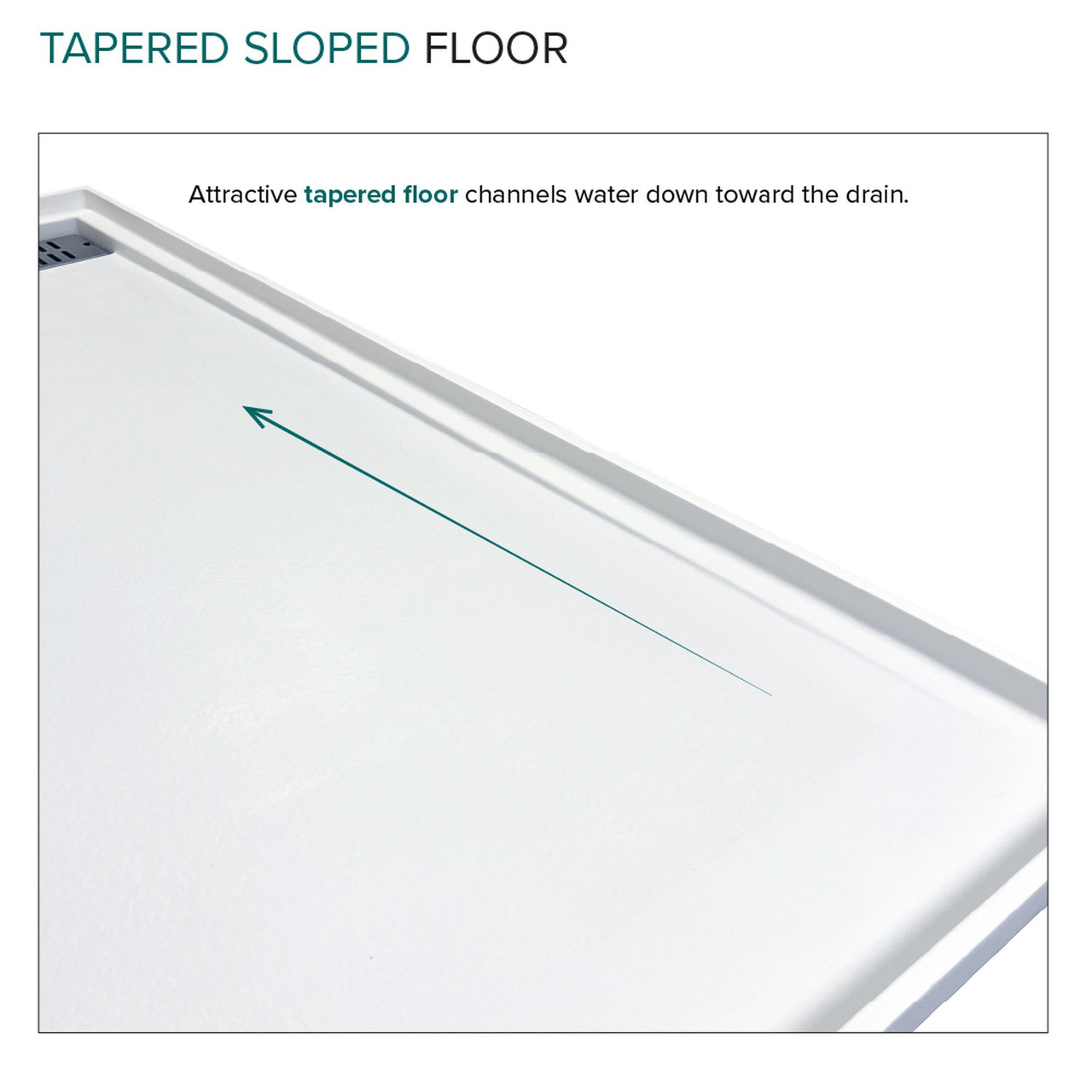 Transolid FSC6034R-01 60-in x 34-in Cast Solid Surface Shower Base With Right Hand Drain, White