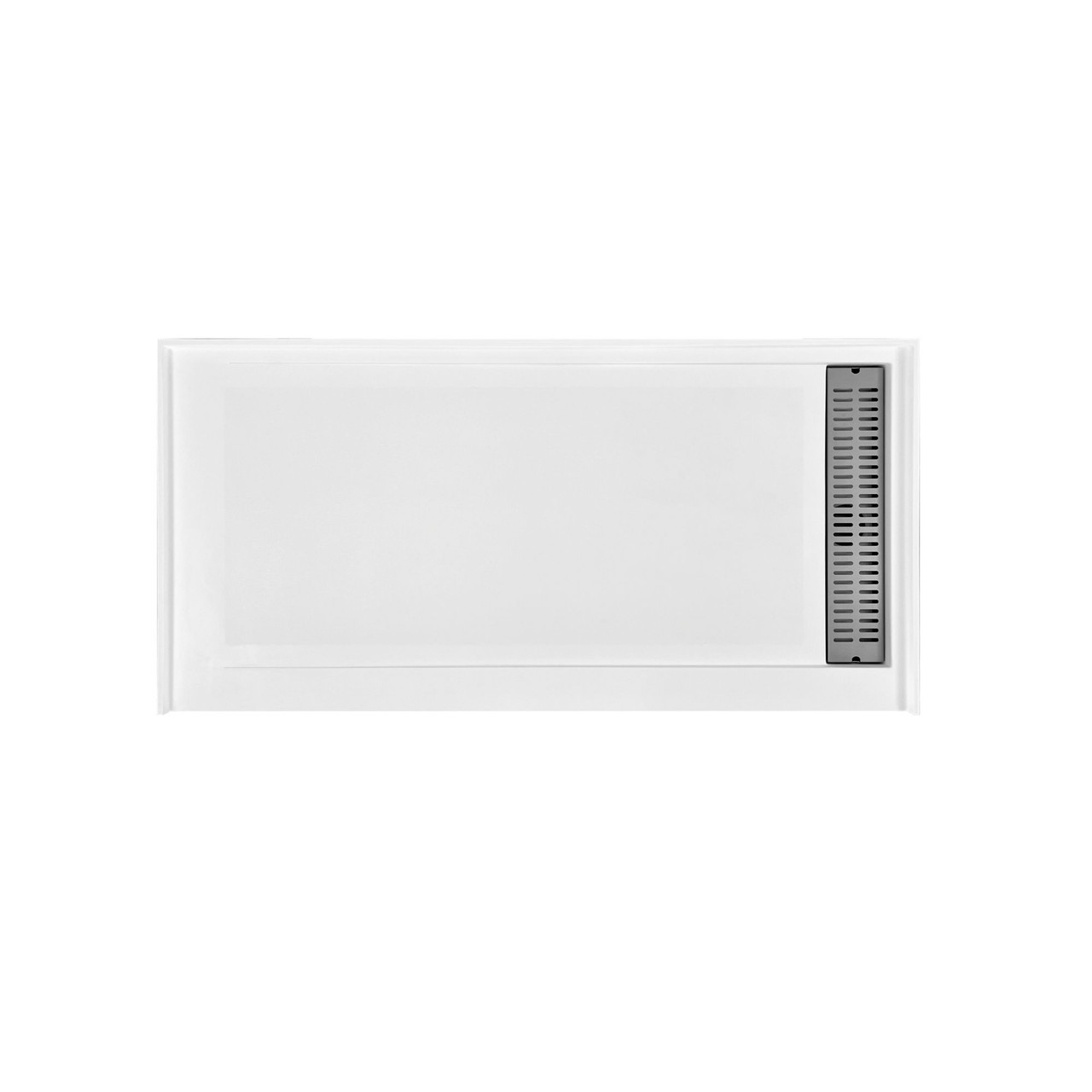 FSC6034R-01 60-in x 34-in Cast Solid Surface Shower Base With Right Hand Drain, White