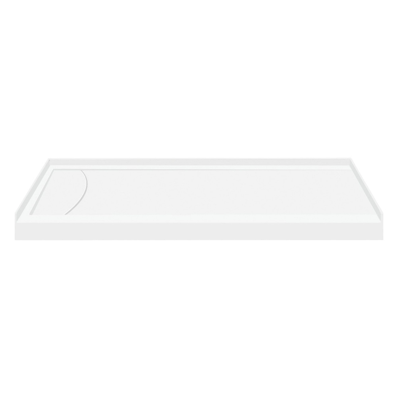 Transolid FSLB6032L-01 60-in x 32-in Cast Solid Surface Low Profile Tub Replacement Shower Base with Linear Concealed Left Hand Drain, White 