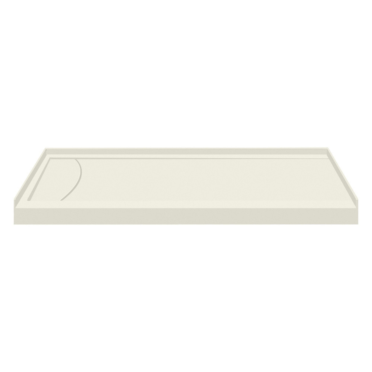 FSLB6032L-02 60-in x 32-in Cast Solid Surface Low Profile Tub Replacement Shower Base with Linear Concealed Left Hand Drain, Cameo 