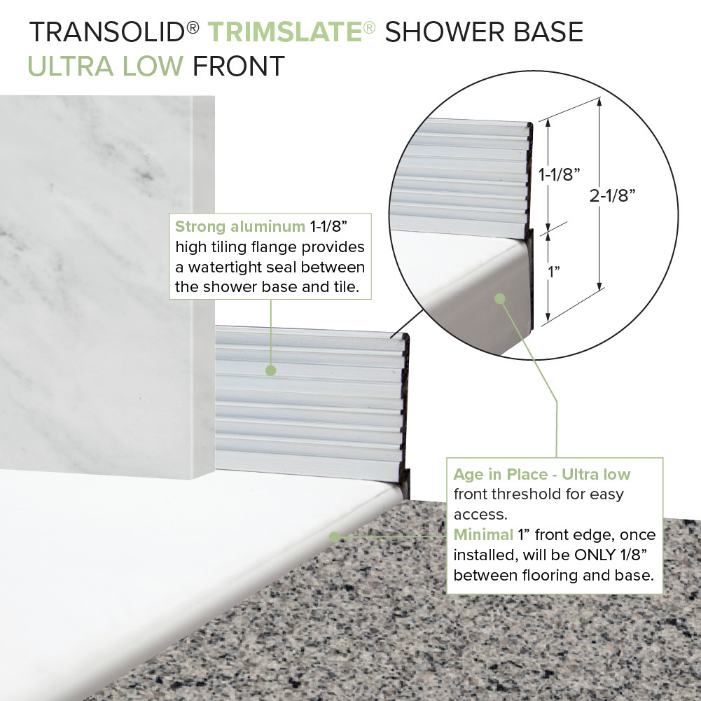 TWWCSK603296-KI01GBS Titan 60-in x 32-in x 96-in Walk-In Shower Kit with End Drain, White Caruso, Brushed Stainless