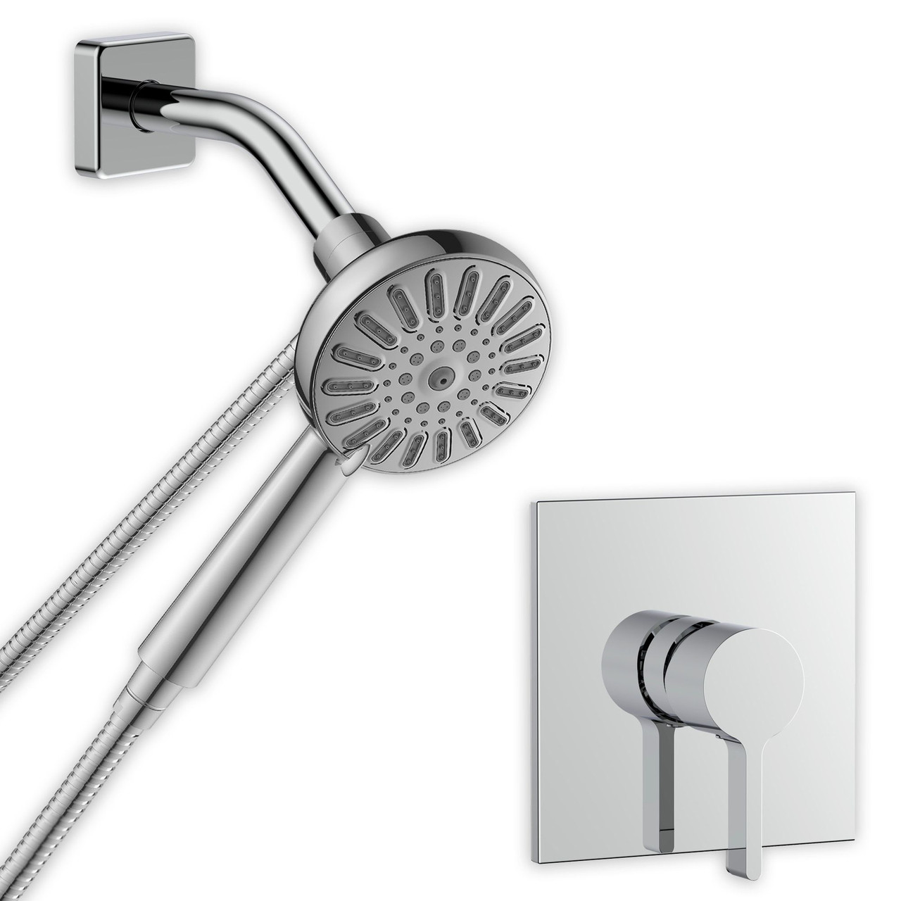 TWWCSK603296-KI01GPC Titan 60-in x 32-in x 96-in Walk-In Shower Kit with End Drain, White Caruso, Polished Chrome