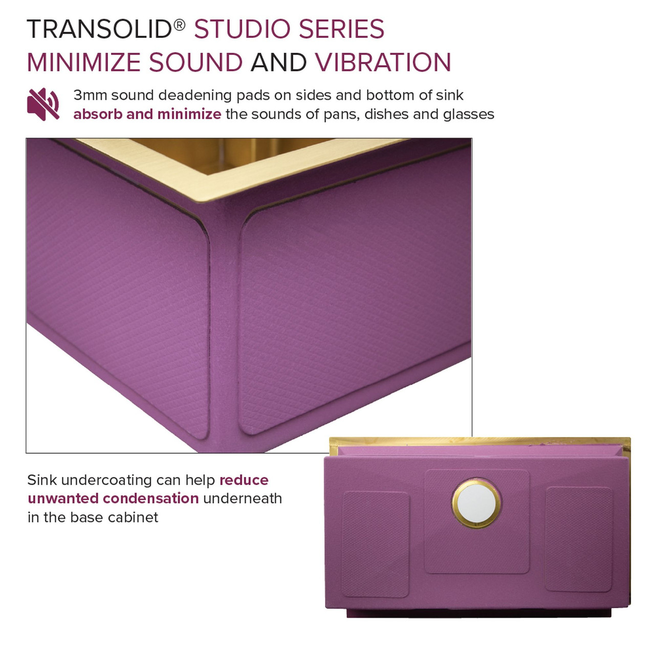 Transolid PUSS331911SB Studio 33-in x 19-in x 11-in 14 Gauge Super Single Bowl Undermount Stainless Steel Kitchen Sink With SinkPocket™, Bottom Sink Grid, And Flip-Top Sink Strainer, Satin Brass