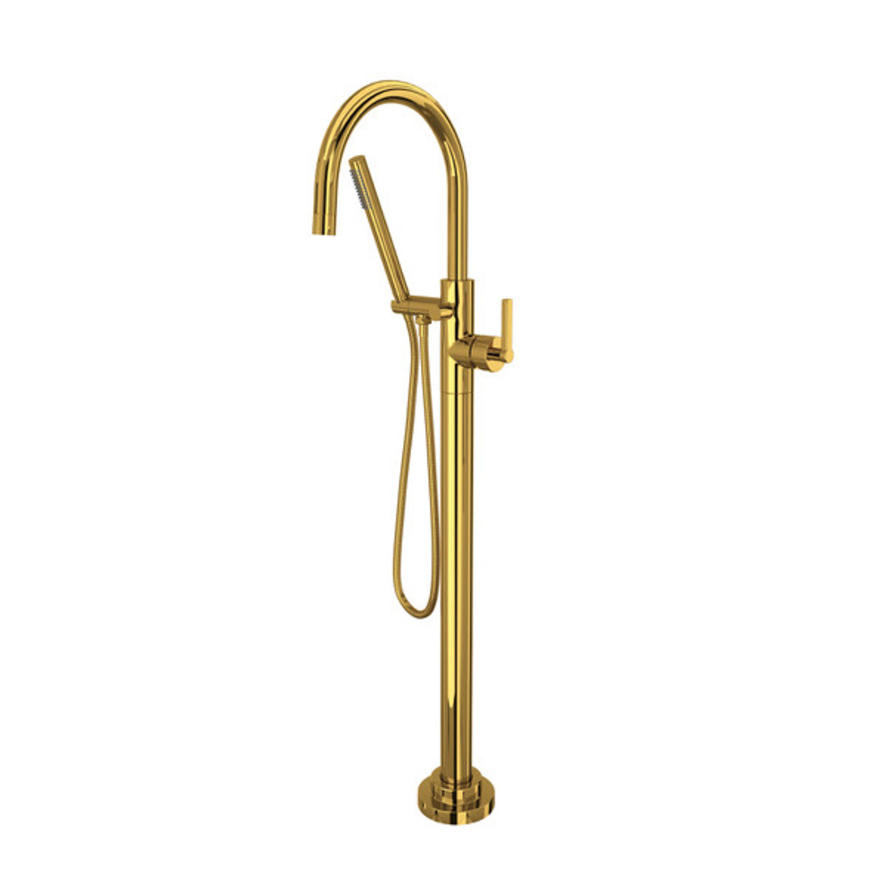 Rohl TLB06HF1LMULB Lombardia Single Hole Floor Mount Tub Filler Trim, Unlacquered Brass
