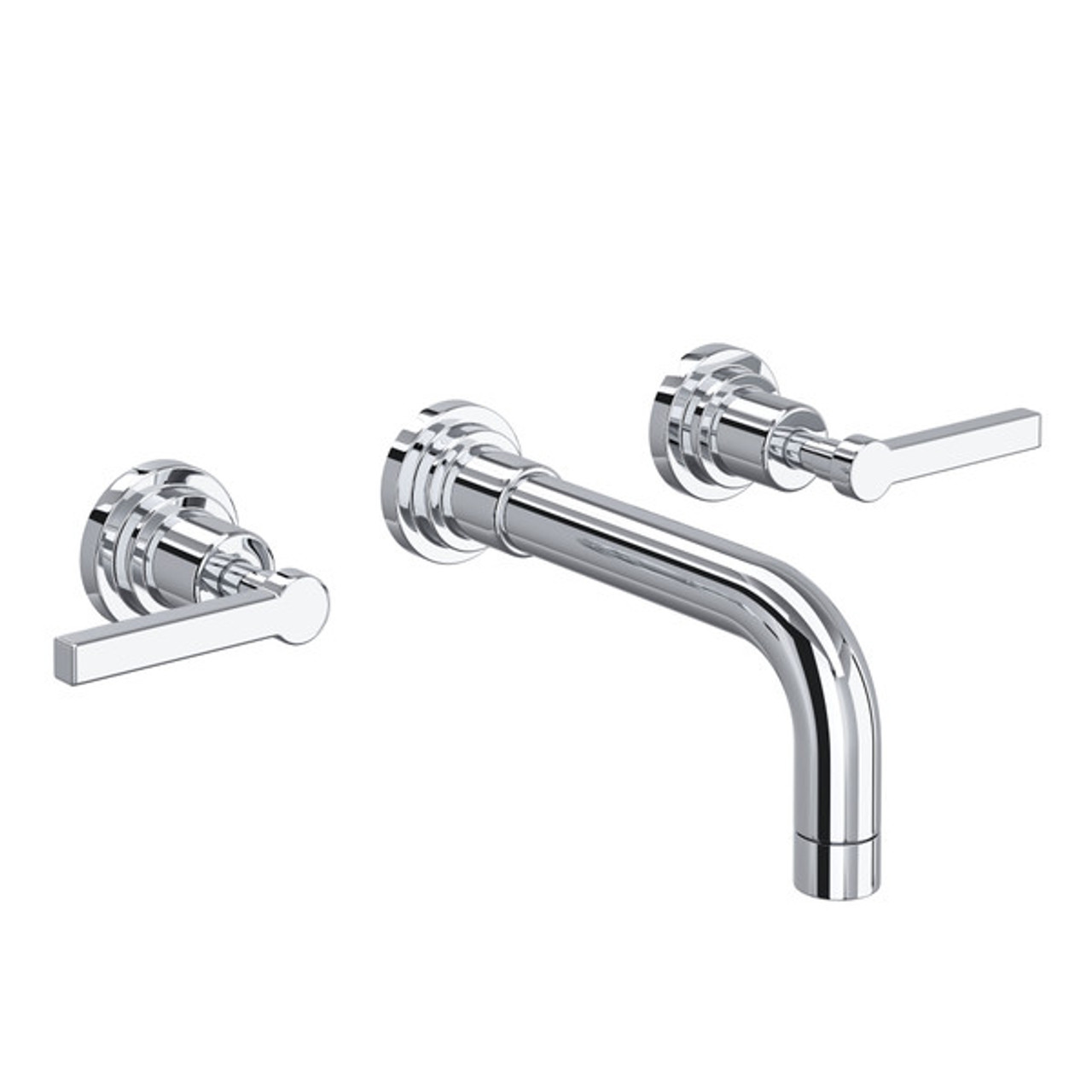 Rohl A2207LMAPCTO-2 Lombardia Wall Mount Widespread Bathroom Faucet with Metal Lever Handle, Polished Chrome