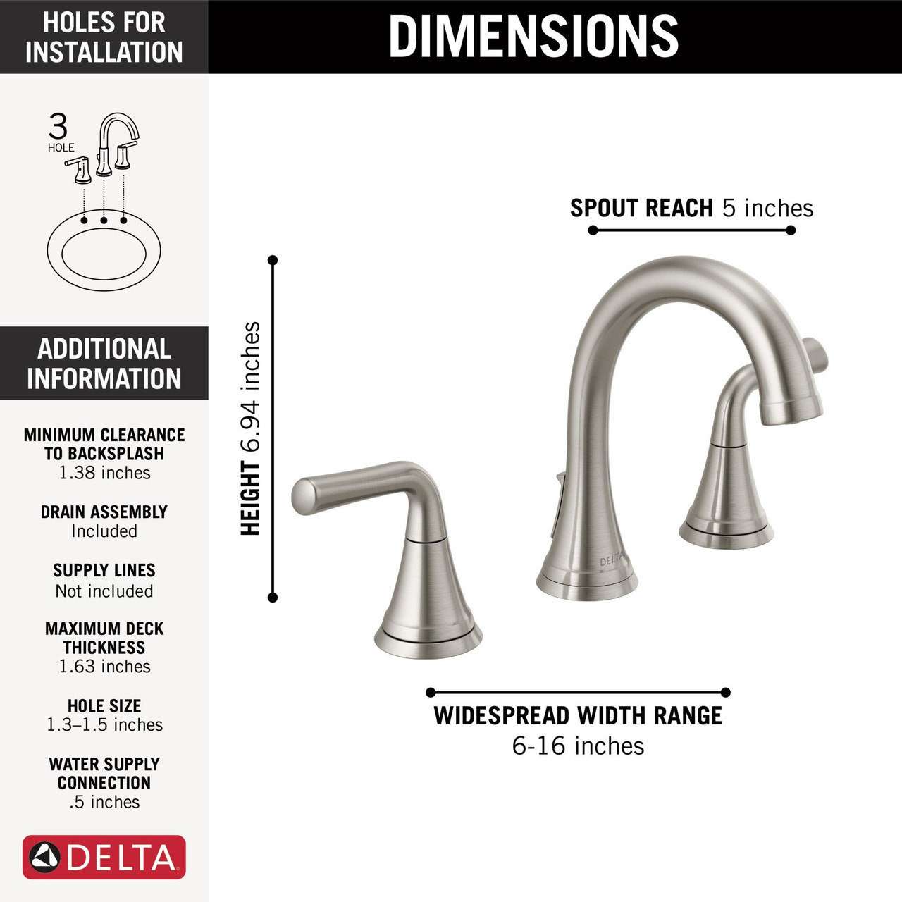 3533LF-SSMPU Kayra Two Handle Widespread Bathroom Faucet, Stainless