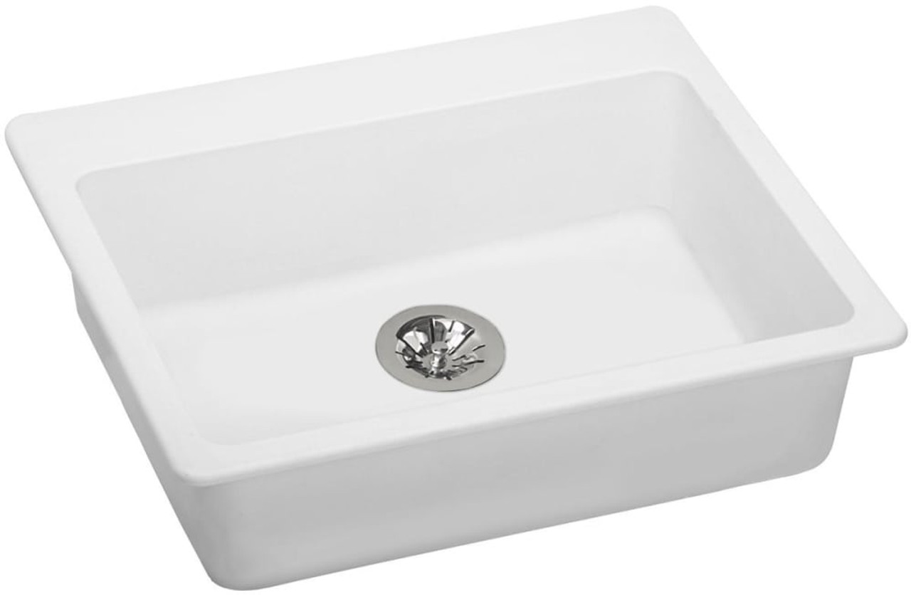 25" x 22" x 5-1/2" Quartz Drop-in ADA Sink with Perfect Drain in White