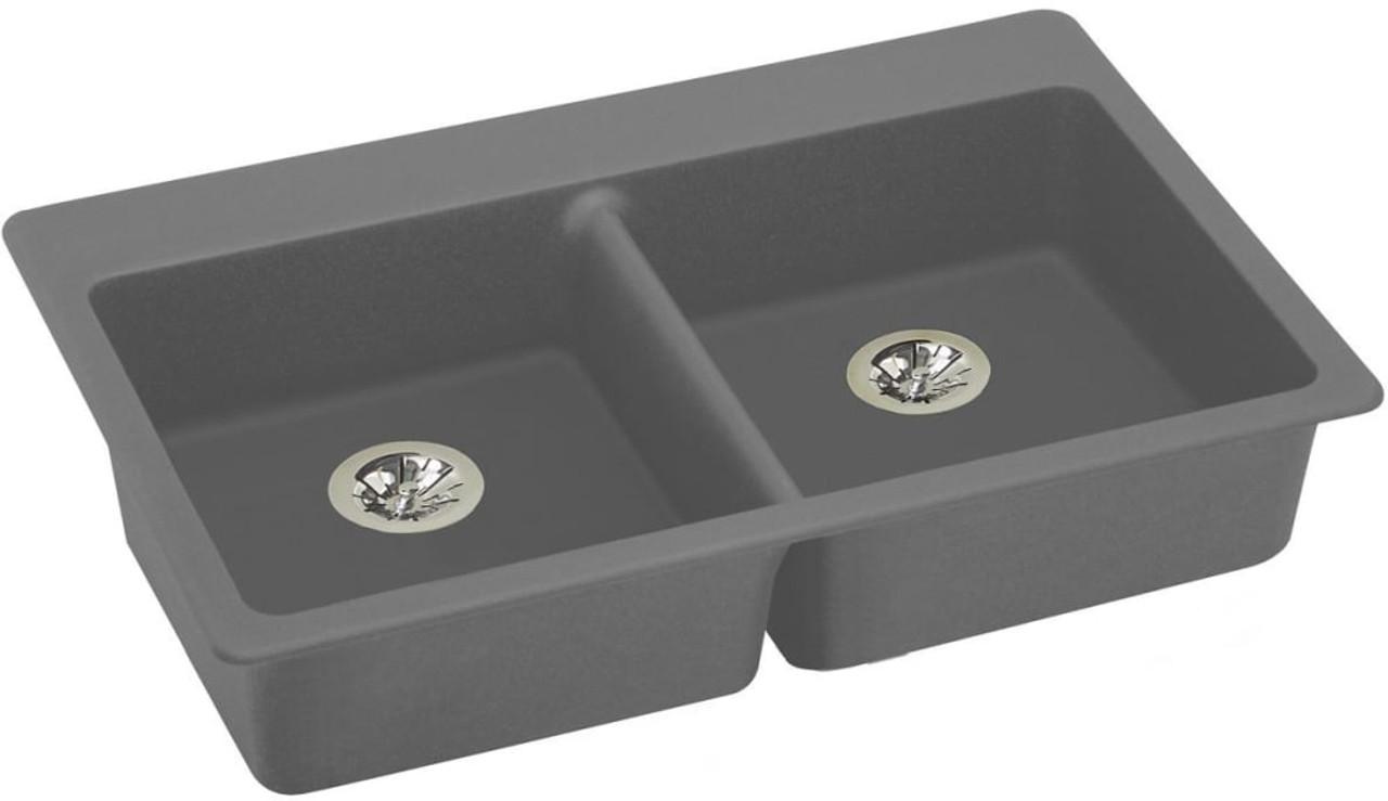 33" x 22" x 5-1/2" Quartz Drop-in ADA Sink with Perfect Drain in Greystone