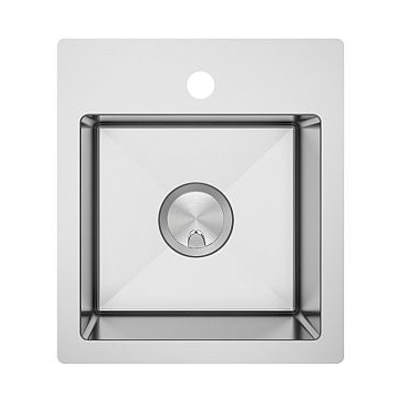 15-in x 17-in x 10-in 16 Gauge Single Bowl, Stainless Steel Kitchen Sink, Micro Edge Dual Mount Installation, with 1 Hole