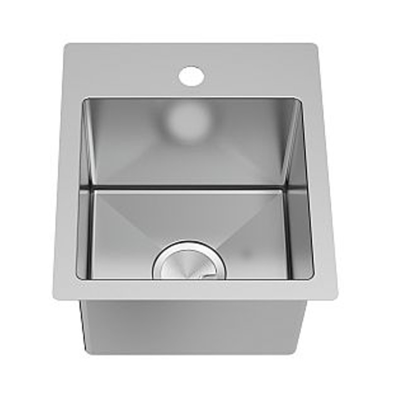 15-in x 17-in x 10-in 16 Gauge Single Bowl, Stainless Steel Kitchen Sink, Micro Edge Dual Mount Installation, with 1 Hole