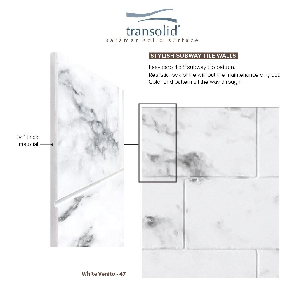 36-In X 36-In X 72-In 3-Piece Shower Wall Trimmable Kit, In White Venito