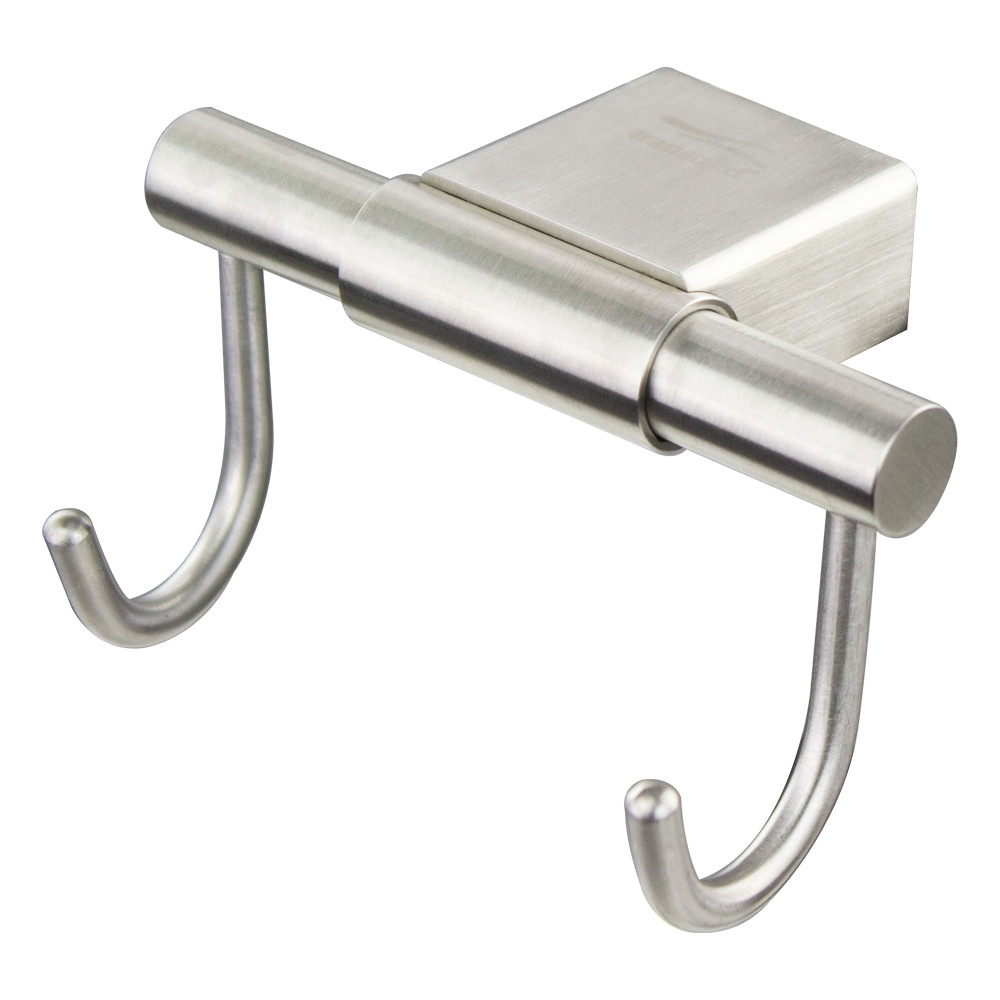 4-Piece Bathroom Accessory Kit Including a robe hook, a toilet paper holder, a towel ring, and a 24-in towel bar, in Brushed Stainless