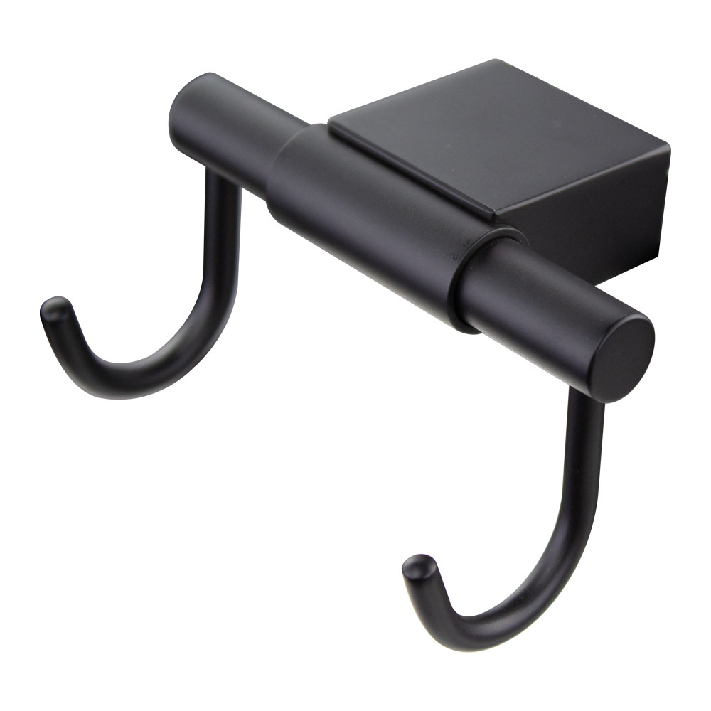 4-Piece Bathroom Accessory Kit Including a robe hook, a toilet paper holder, a towel ring, and a 24-in towel bar, in Black