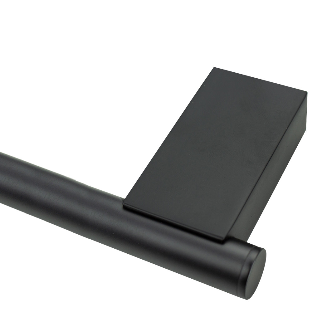4-Piece Bathroom Accessory Kit Including a robe hook, a toilet paper holder, a towel ring, and a 24-in towel bar, in Black
