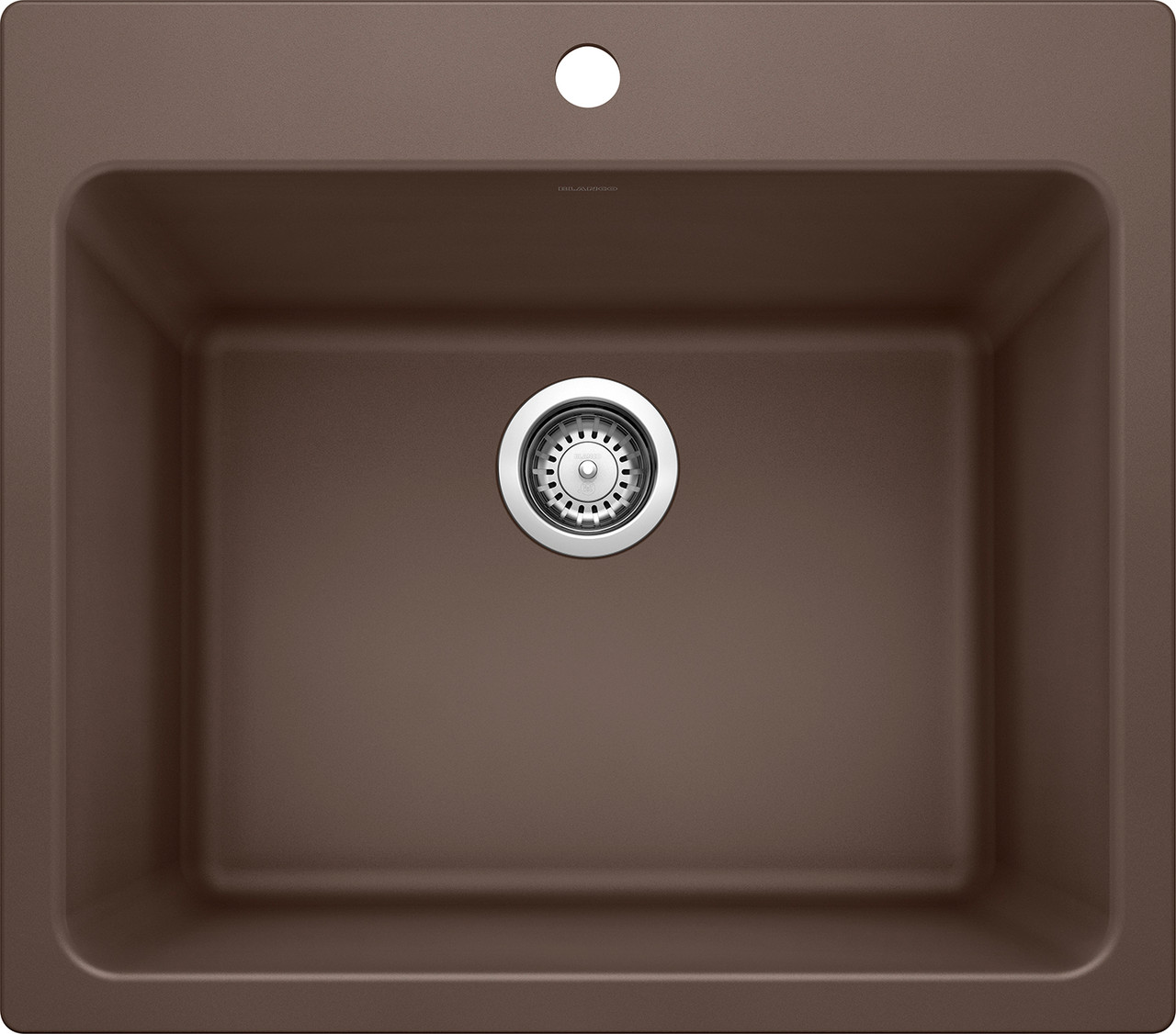 Blanco KFA-401922 22-in X 25-in Liven Granite Laundry Sink with Pull-Down Faucet, Basket, and Strainer in Cafe Brown