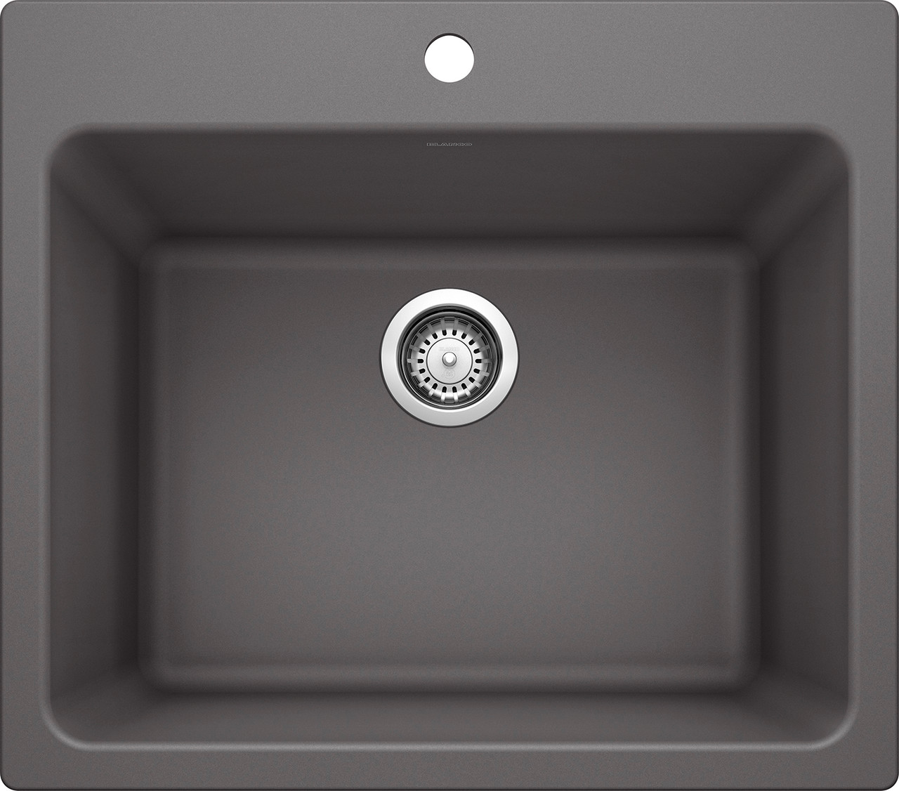 Blanco KFA-401923 22-in X 25-in Liven Granite Laundry Sink with Pull-Down Faucet, Basket, and Strainer in Cinder