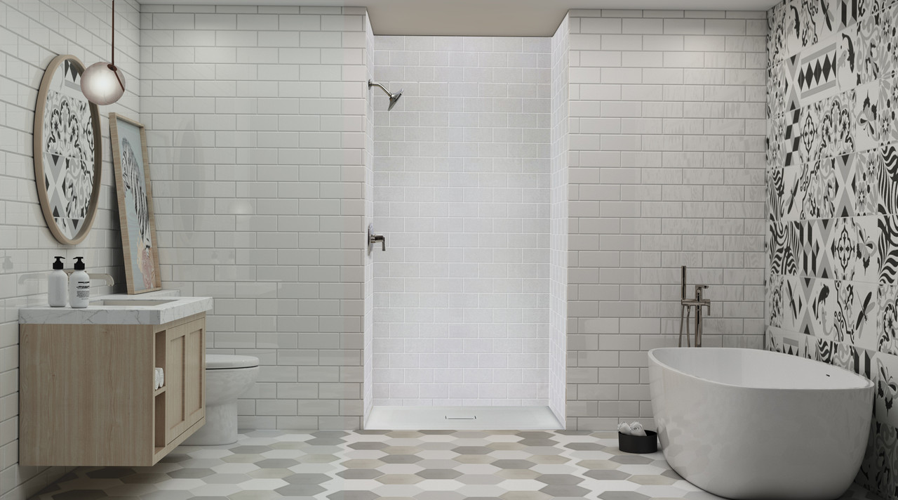 FZS5140C-39 51-in L x 40-in W Zero Threshold Center Drain Shower Base, Grey
