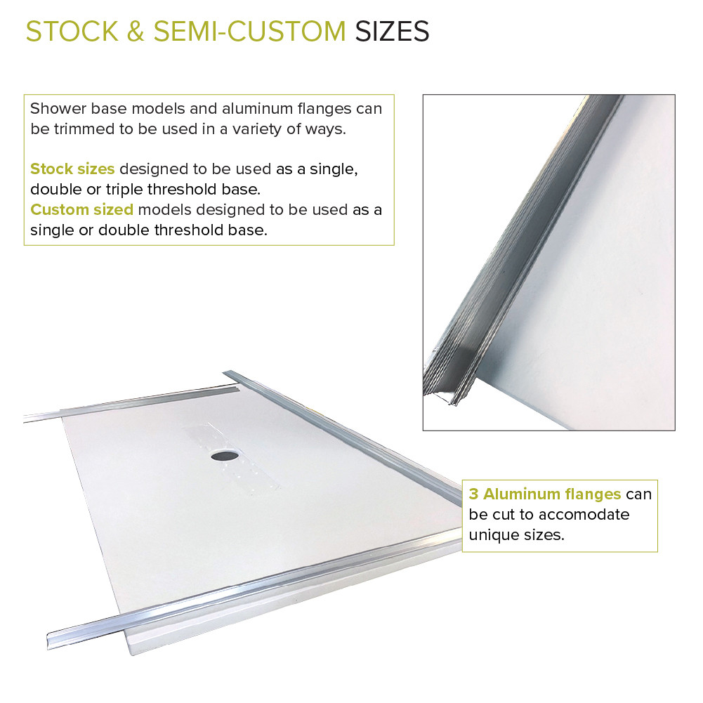FZS5140C-39 51-in L x 40-in W Zero Threshold Center Drain Shower Base, Grey