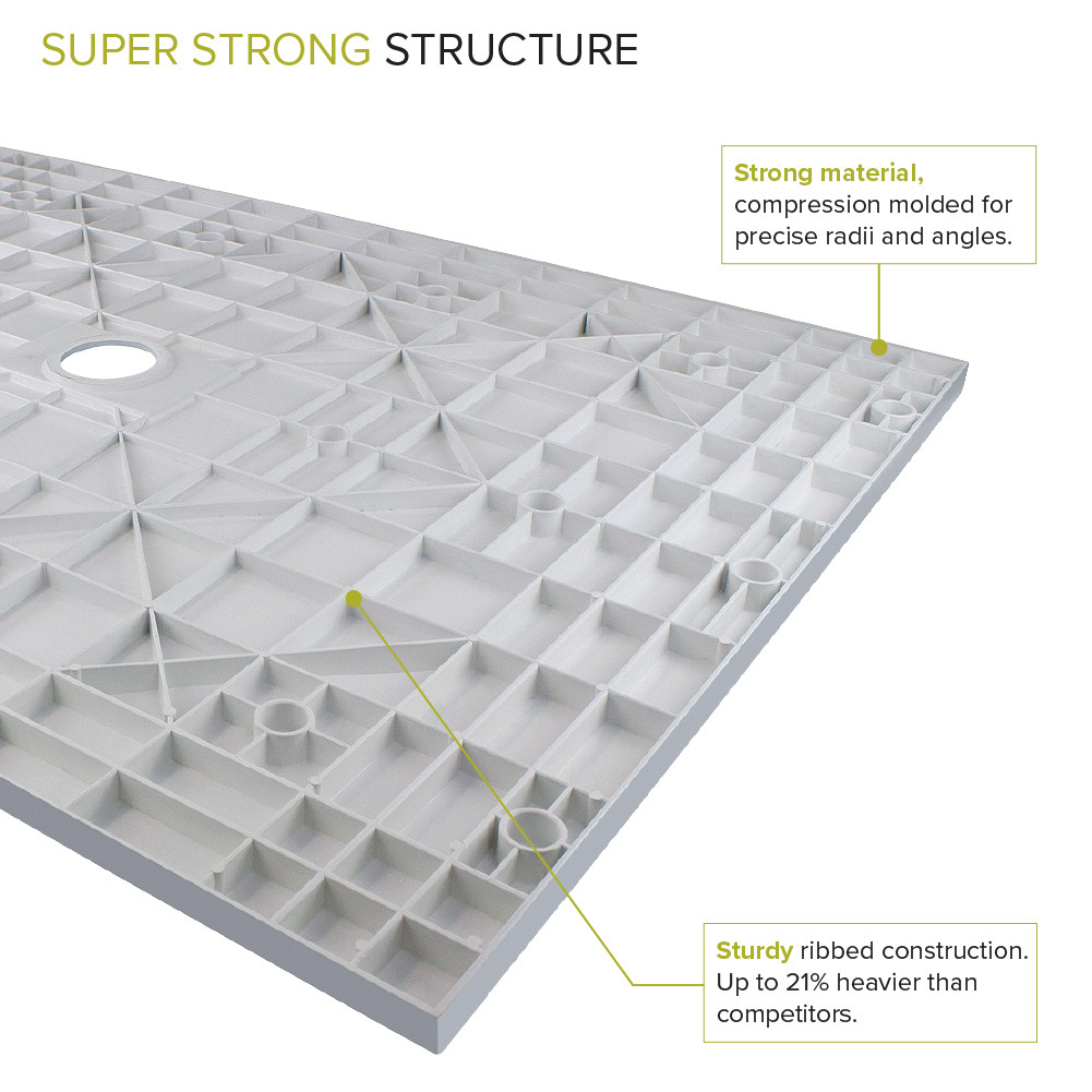 FZS5140C-39 51-in L x 40-in W Zero Threshold Center Drain Shower Base, Grey