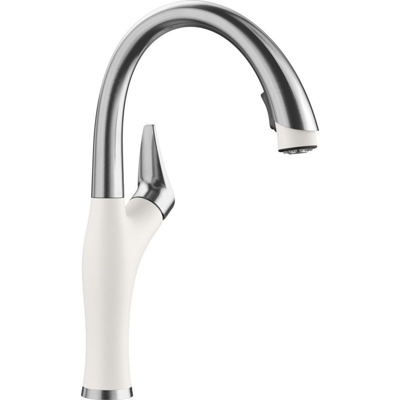 Blanco KFA-442533 Single Sink Kit with Pull-Down Faucet, Sink Grid, and Strainer in White