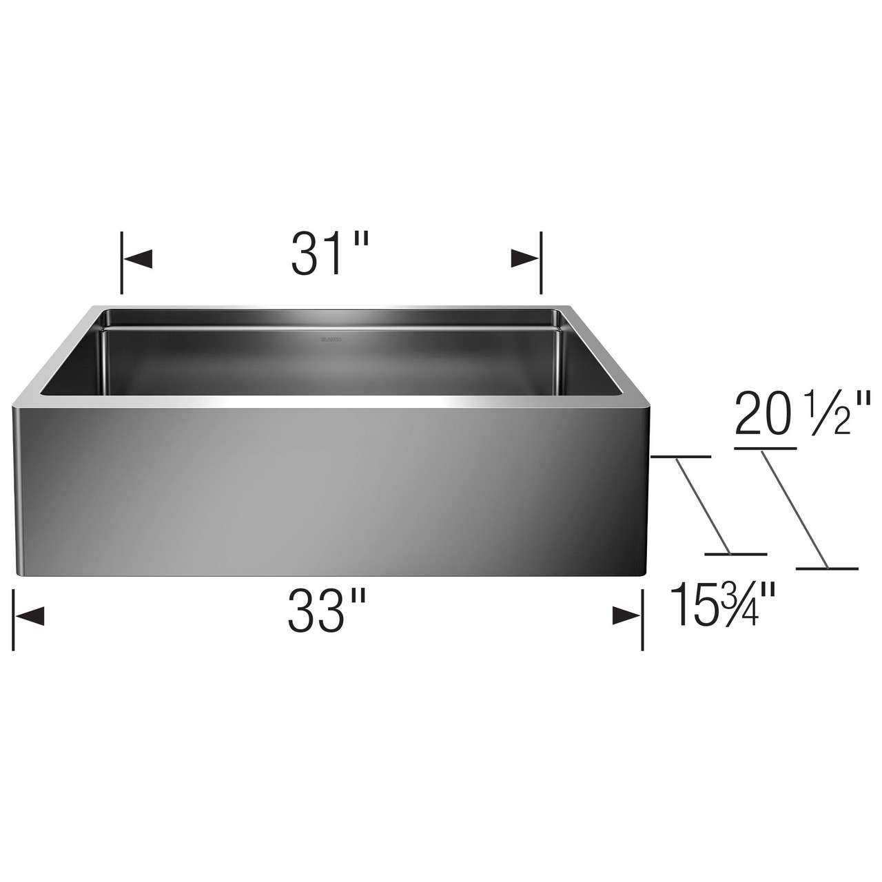 Blanco 33-in x 20.5-in 18-Gauge Stainless Steel Single Bowl Undermount Apron Front Farmhouse Kitchen Sink