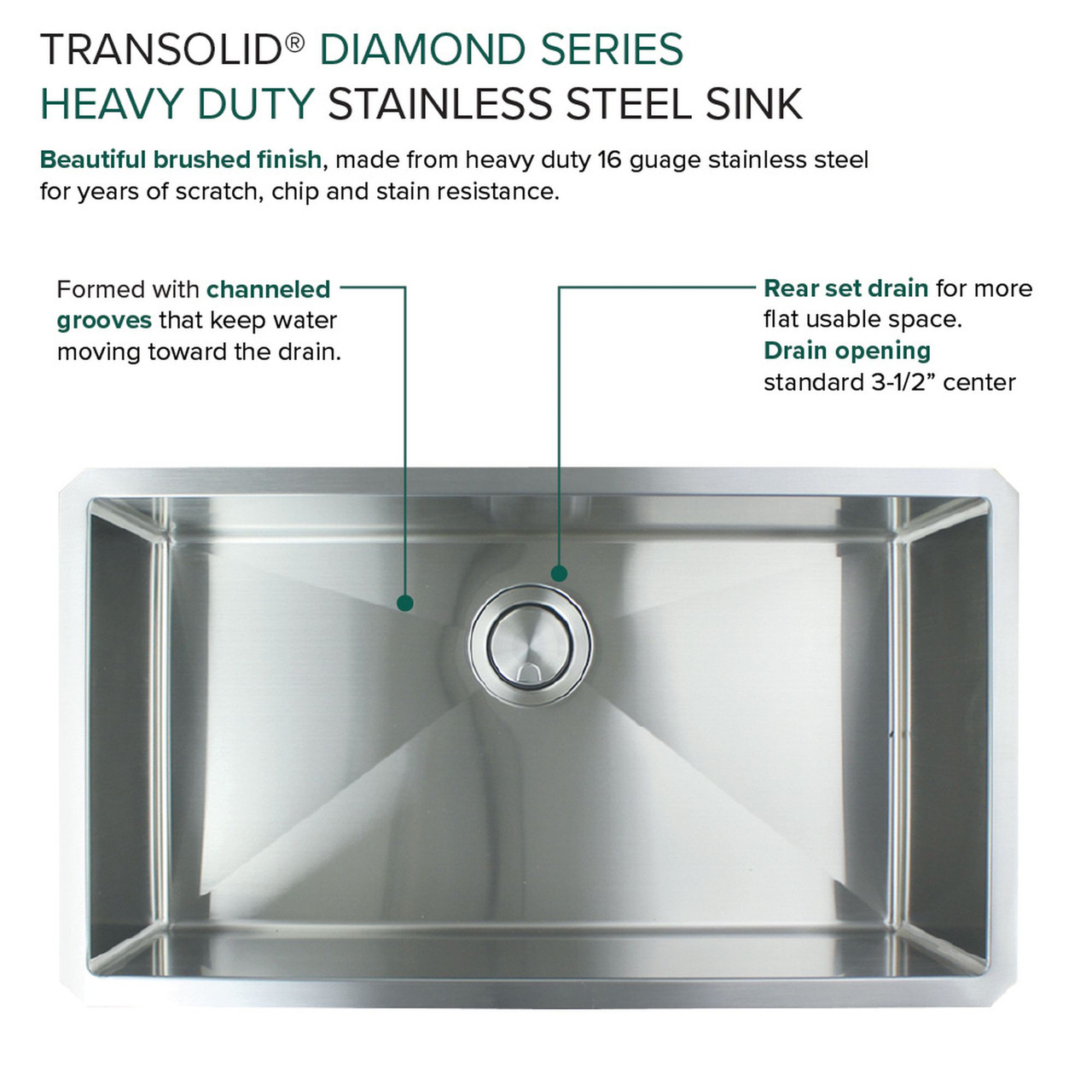 Diamond Sink Kit with Super Single Bowl, Undermount Installation, Magnetic Accessories Kit, and Drain Kit