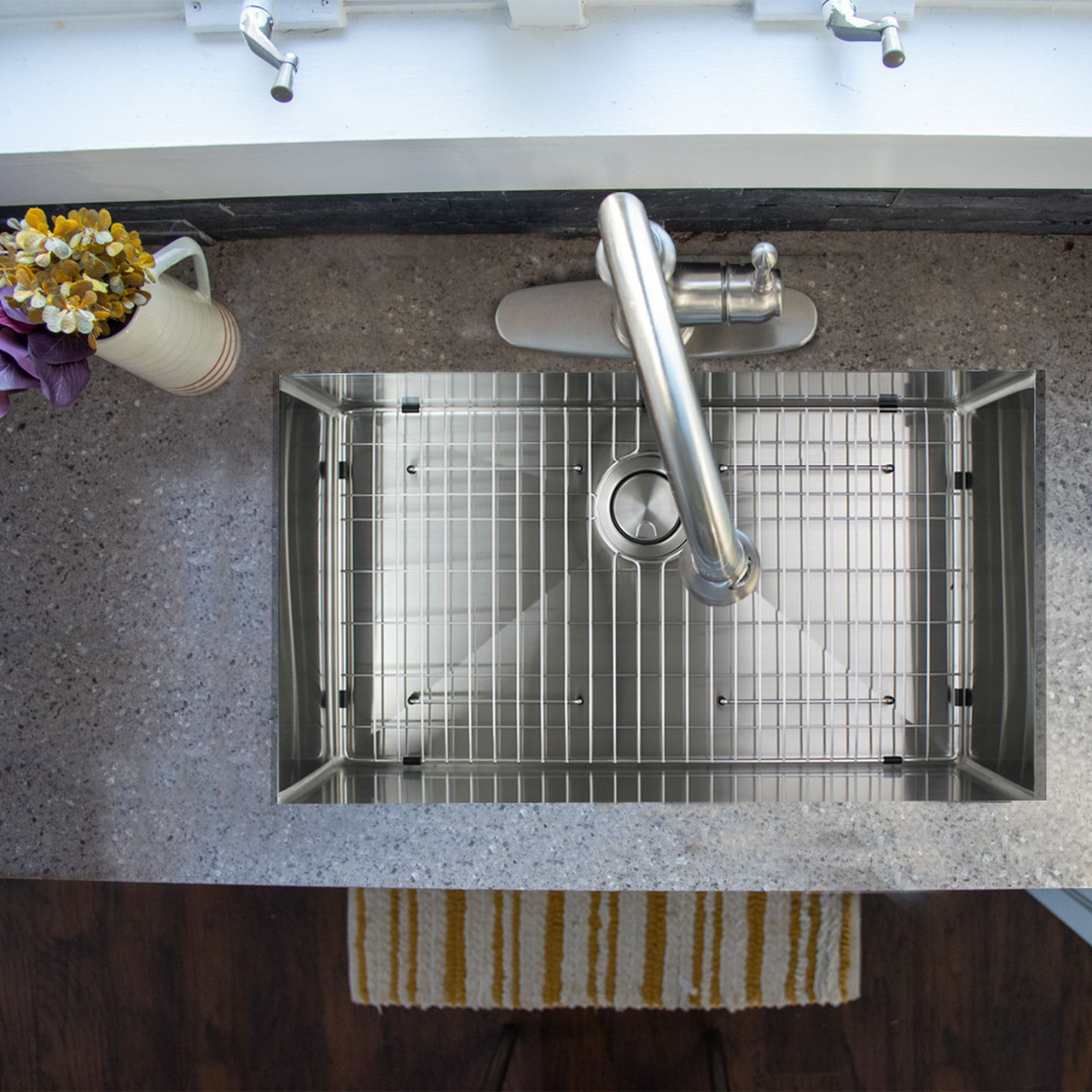 Diamond Sink Kit with Super Single Bowl, Undermount Installation, Magnetic Accessories Kit, and Drain Kit