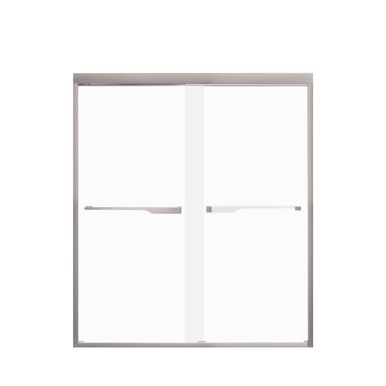 Transolid FBPT607008F-J-BN Frederick 57.75-59 in. W x 70 in. H Semi-Frameless Bypass Shower Door in Brushed Stainless with Frosted Glass